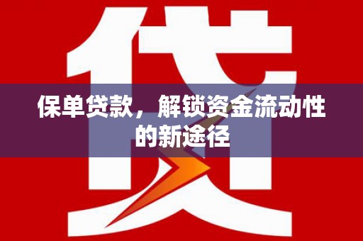 南宫保单贷款，解锁资金流动性的新途径
