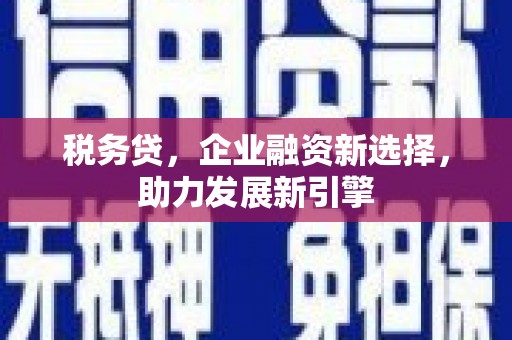 怀柔税务贷，企业融资新选择，助力发展新引擎