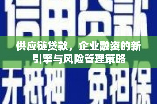 金安供应链贷款，企业融资的新引擎与风险管理策略